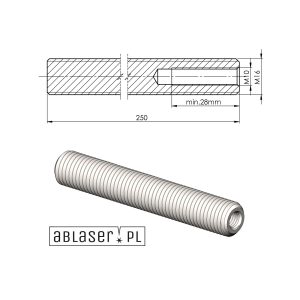 Kotwa montażowa gwint wewnętrzny INOX 304 A2 M16/M10 L250