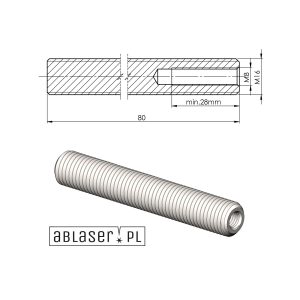 Kotwa montażowa gwint wewnętrzny INOX 304 A2 M16/M8 L80